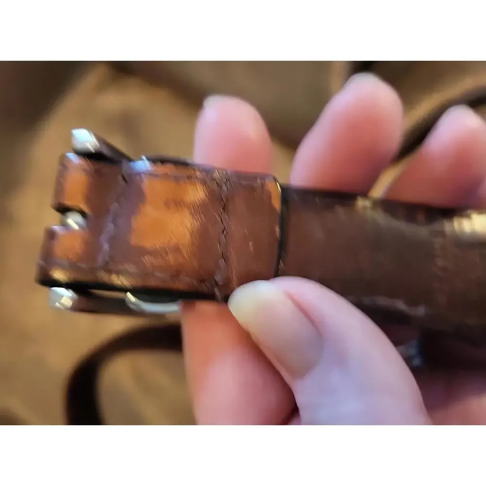Brown Fishbone Leather Belt L42 x W1-1/4